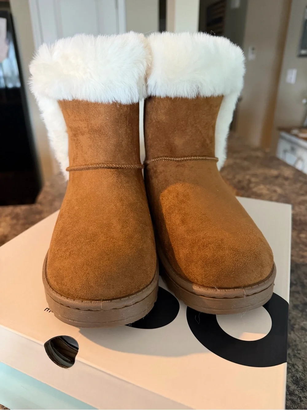 Kohl's Chestnut Kids' Paulina Boot with Cream Sherpa Cuff